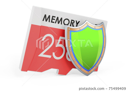 Memory card with shield, 3D rendering 75499409