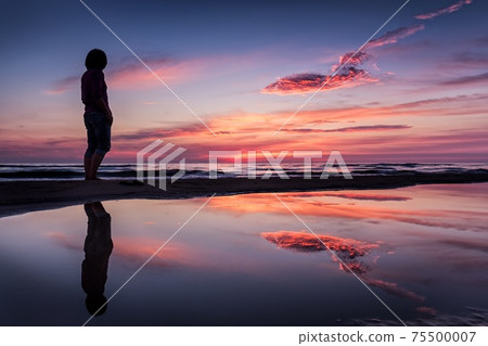 Evening view of Chirihama, Hakui City, Ishikawa Prefecture Evening view of Chirihama, Hakui City, Ishikawa Prefecture 75500007