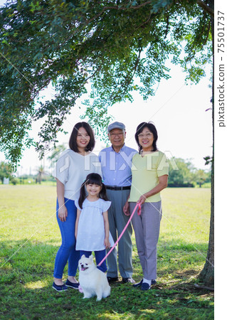 Family having fun in the park Family having fun in the park 75501737