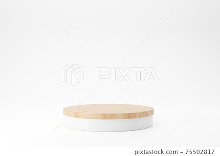 wood podium on white background for product advertising, Minimal style, 3d rendering wood podium on white background for product advertising, Minimal style, 3d rendering 75502817