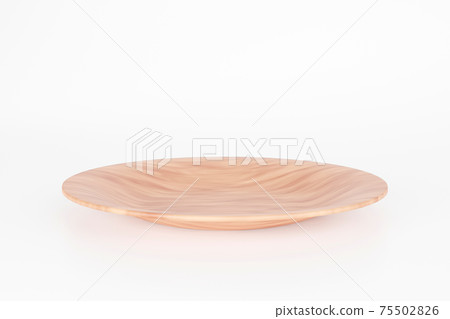 Empty wood plate on white background, 3d illustration Empty wood plate on white background, 3d illustration 75502826