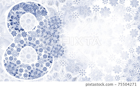 Postcard March 8. blue-white lace background. Women's holiday. Place for text. Greeting card. 75504271