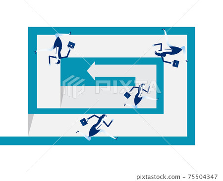 The business team follows the direction of the arrow together The business team follows the direction of the arrow together 75504347