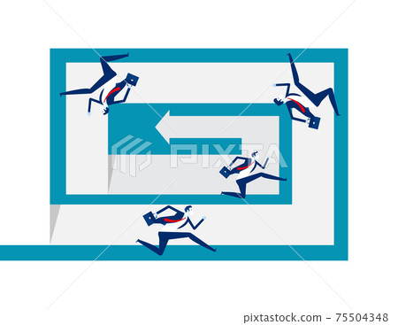 The business team follows the direction of the arrow together The business team follows the direction of the arrow together 75504348