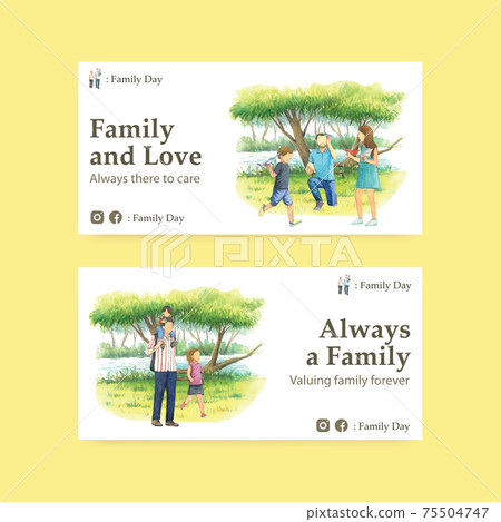 Twitter template with International Day of Families concept design watercolor illustration Twitter template with International Day of Families concept design watercolor illustration 75504747