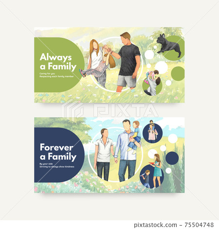 Twitter template with International Day of Families concept design watercolor illustration Twitter template with International Day of Families concept design watercolor illustration 75504748