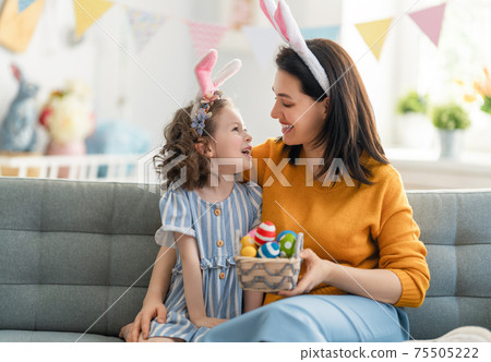 Family celebrating Easter Family celebrating Easter 75505222
