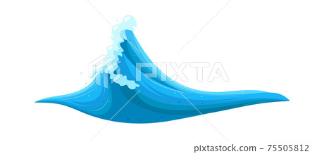 Wave rising in the sea. Ocean surface forming big wave for surfing. Cartoon vector illustration  75505812