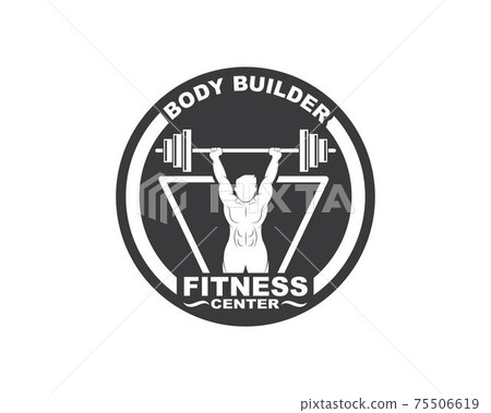 Bodybuilder fitness gym icon logo badge vector... - Stock Illustration ...
