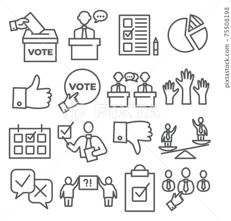 Vote line icons set on white background Vote line icons set on white background 75508198