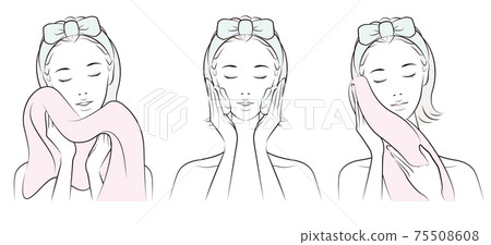 一個女人在做皮膚護理的矢量圖 一個女人在做皮膚護理的矢量圖 75508608