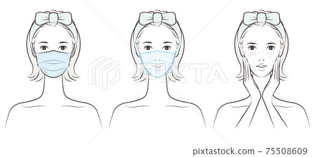 一個女人在做皮膚護理的矢量圖 一個女人在做皮膚護理的矢量圖 75508609