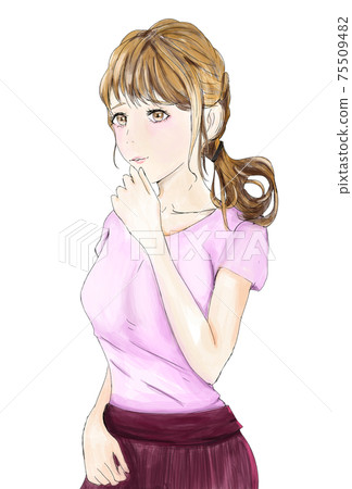 Woman worried (no watercolor background) Woman worried (no watercolor background) 75509482