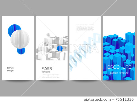 Vector layout of flyer, banner design templates for website advertising design, vertical flyer design, website decoration backgrounds. 3d render vector composition with dynamic geometric blue shapes. Vector layout of flyer, banner design templates for website advertising design, vertical flyer design, website decoration backgrounds. 3d render vector composition with dynamic geometric blue shapes. 75511336