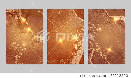 Marble set of bright orange and gold backgrounds with texture Marble set of bright orange and gold backgrounds with texture 75512230