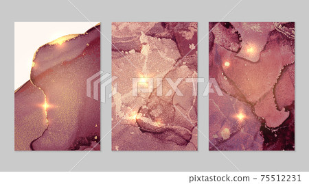 Marble set of maroon and gold backgrounds with texture 75512231