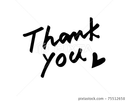 Cute characters Thank you and heart / handwritten illustrations Cute characters Thank you and heart / handwritten illustrations 75512658
