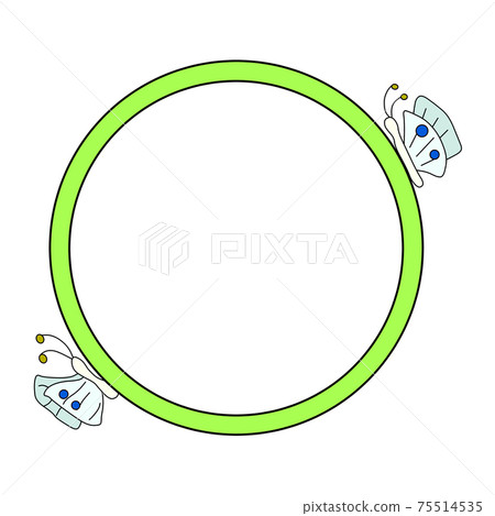 Two butterflies and a green round frame 75514535