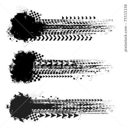 Offroad sport, tire prints with chequered flag 75515156