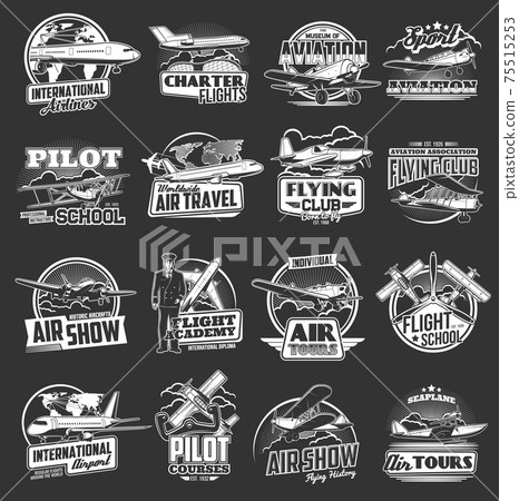 Aviation vector icons vintage and modern planes Aviation vector icons vintage and modern planes 75515253