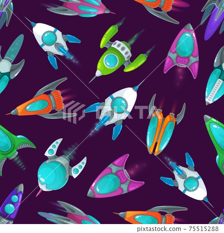 Rockets cartoon pattern, space ships background 75515288