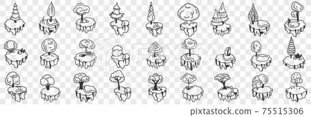 Decorative trees and plants doodle set Decorative trees and plants doodle set 75515306