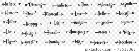 Lettering words with arrows doodle set 75515365