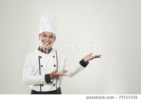 portrait of asian Smiling chef. Isolated over white background. Gourmet. portrait of asian Smiling chef. Isolated over white background. Gourmet. 75515556