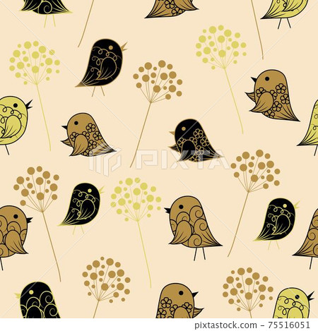 Seamless pattern with birds in vintage style. - Stock Illustration ...