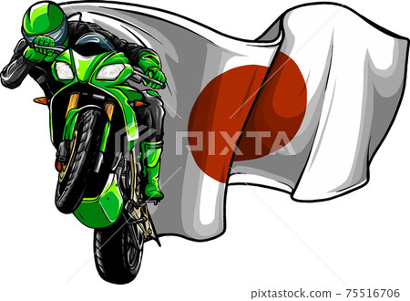 cornering motorbike racer with japan flag vector 75516706
