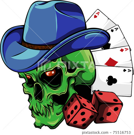 cowboy skull with poker ace and dice cowboy skull with poker ace and dice 75516753