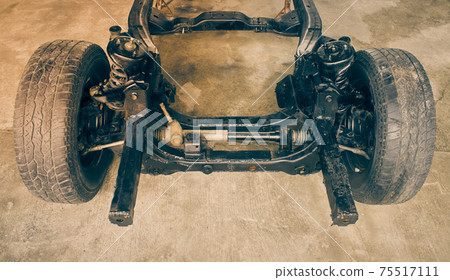 Car Chassis and Suspension System and Wheel in Vintage Tone Car Chassis and Suspension System and Wheel in Vintage Tone 75517111