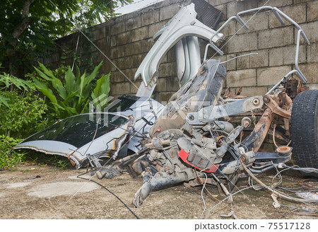 Old Car Part or Auto Part and Brake Hub and Rear Window Old Car Part or Auto Part and Brake Hub and Rear Window 75517128