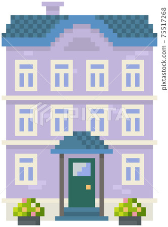 House isolated on white background. Apartment building with many windows for pixel game design 75517268