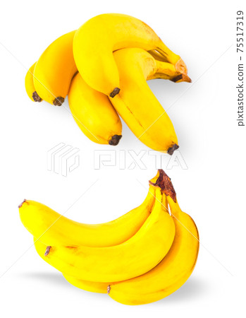 Set of yellow Bananas isolated on white background Set of yellow Bananas isolated on white background 75517319