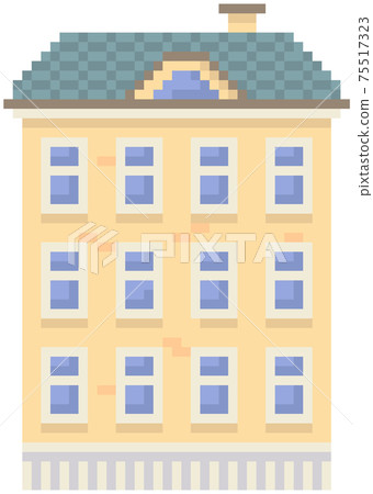 House isolated on white background. Apartment building with many windows for pixel game design 75517323