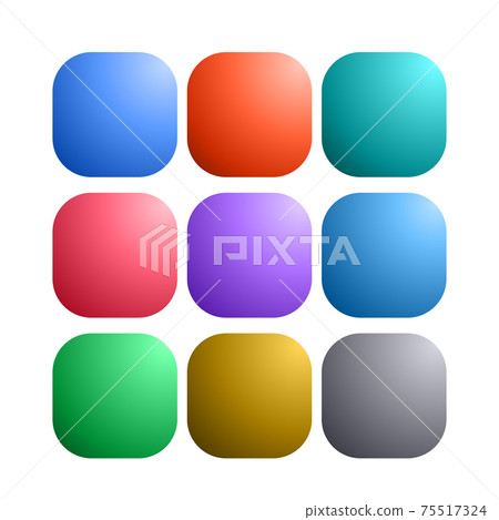9 colored blank web internet button. Satin rounded square shapes. Stock Vector illustration isolated on white background. 9 colored blank web internet button. Satin rounded square shapes. Stock Vector illustration isolated on white background. 75517324