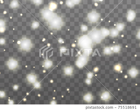 Glowing light on a transparent background. Glowing particles, magic glow. Sparkling light. Star dust. Design a template for banner, poster and greeting cards. Vector illustration Glowing light on a transparent background. Glowing particles, magic glow. Sparkling light. Star dust. Design a template for banner, poster and greeting cards. Vector illustration 75518691