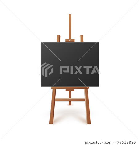 Easel with horizontal black artboard, realistic vector illustration isolated. Easel with horizontal black artboard, realistic vector illustration isolated. 75518889