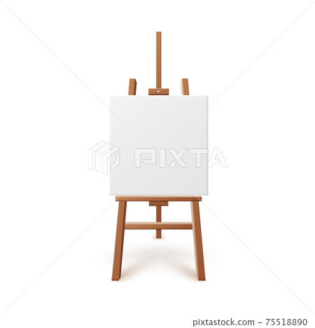 Artists easel with blank artboard, flat vector mockup illustration isolated. 75518890