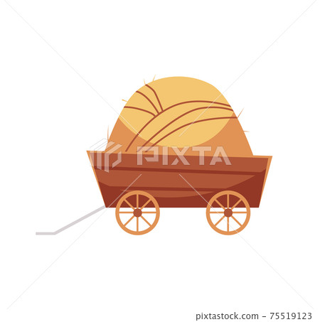 Wooden cart with hay for medieval or modern agriculture a vector illustration 75519123