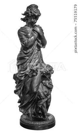 Ancient Roman or Greek neoclassical statue of young woman isolated on white background. Female sculpture 75519179
