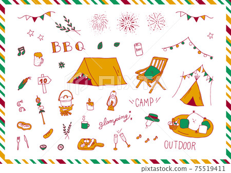 Camp barbecue hand-painted material collection 75519411