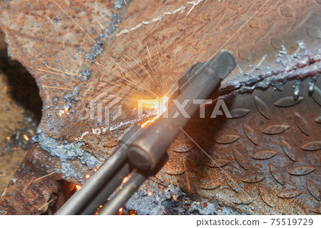 Top View Oxygen Acetylene Cutting Torch and Sparkle 75519729