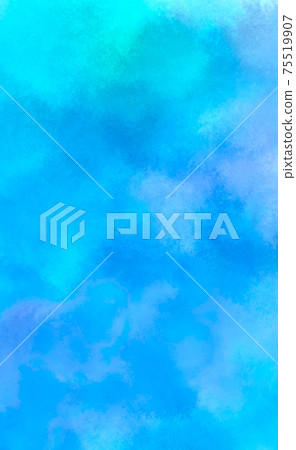 Realistic blue watercolor panoramic texture on white background - Vector 75519907