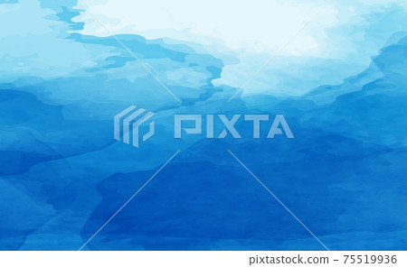 Realistic blue watercolor panoramic texture on white background - Vector 75519936