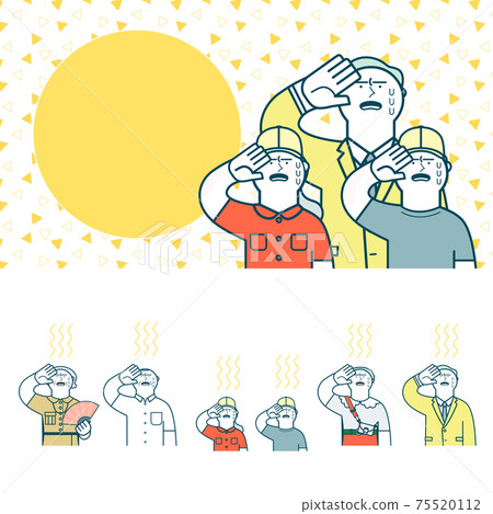Summer_Illustration of sweating 3rd generation men and women Summer_Illustration of sweating 3rd generation men and women 75520112