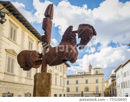 The sculpture of equestrian in the square in Arezzo, Tuscany, Italy The sculpture of equestrian in the square in Arezzo, Tuscany, Italy 75520695