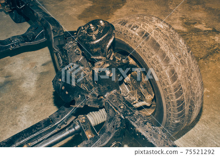 Chassis and Shock Absorber and Wheel and Tire and Wheel Hub in Vintage Tone Chassis and Shock Absorber and Wheel and Tire and Wheel Hub in Vintage Tone 75521292