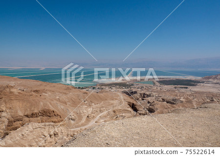 Desert landscape of Israel, Dead Sea, Jordan. 75522614